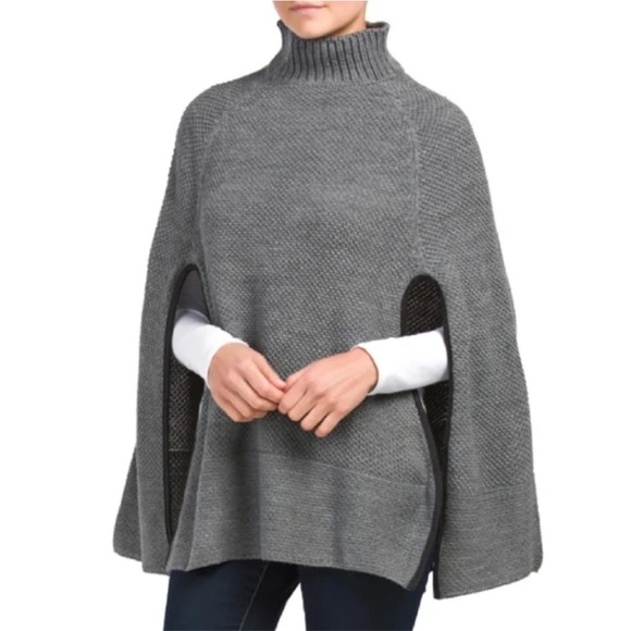 Ralph Lauren Sweaters - Ralph Lauren Mock Neck Sweater Poncho one size charcoal, gray